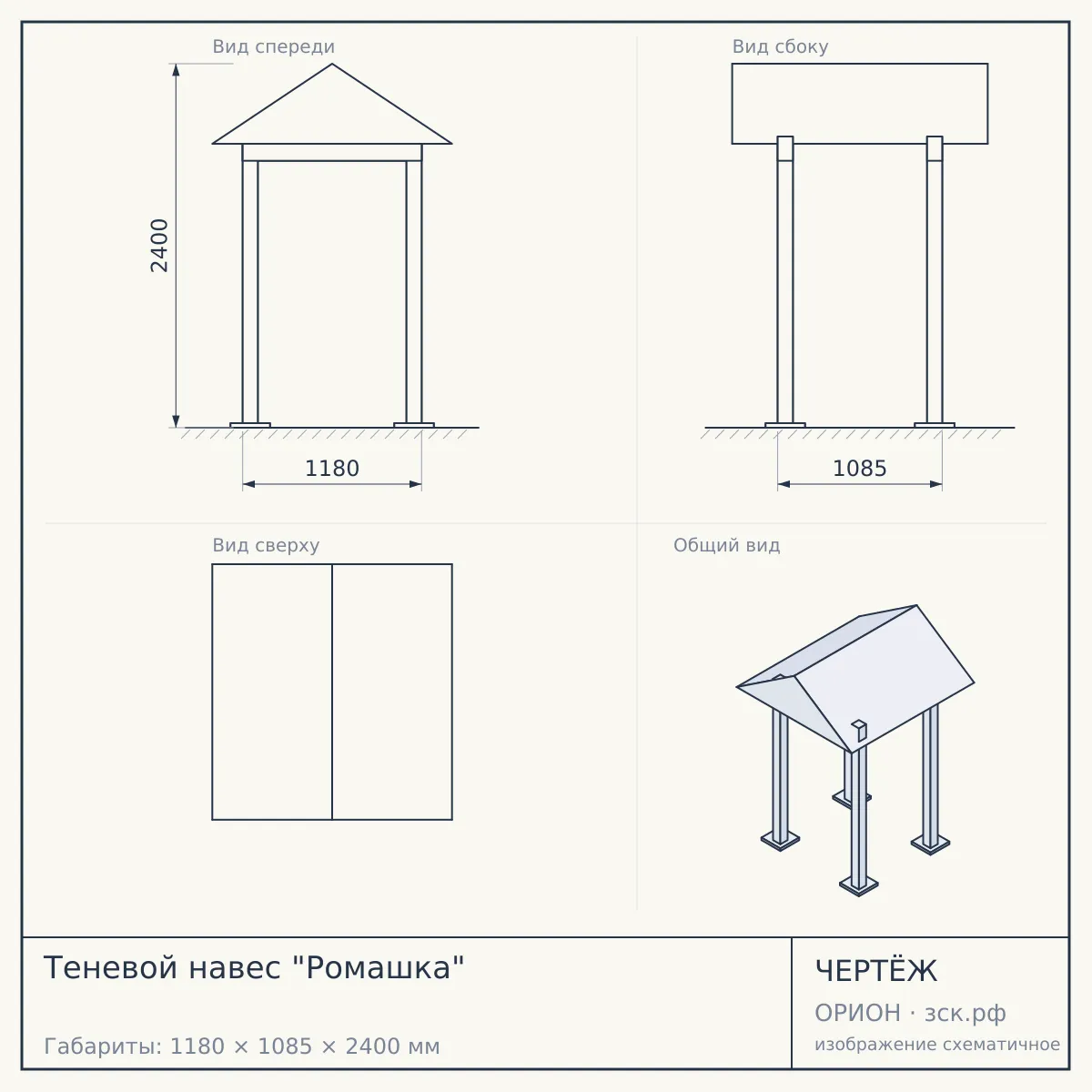 Теневой навес "Ромашка" — чертёж